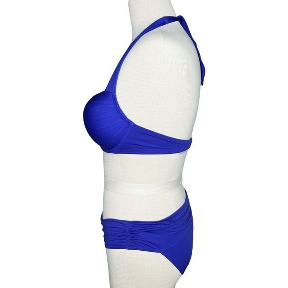 Victoria’s Secret Bombshell Bikini sz 34C top & S bottom * Blue Halter Retro - Picture 4 of 7